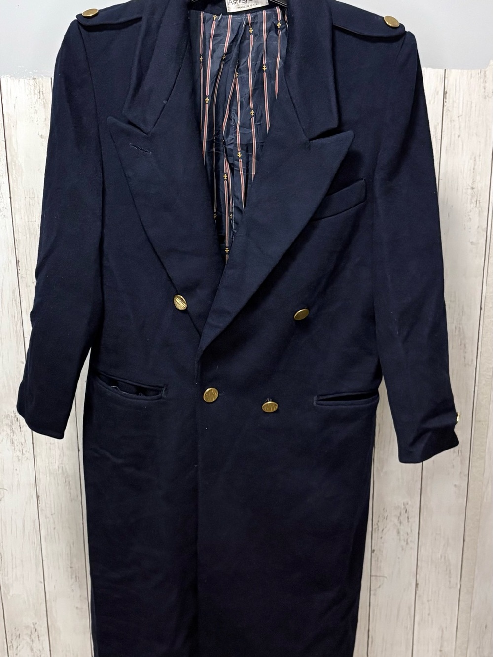 Vintage Double-Breasted Navy Woman's Full Length Trench Coat